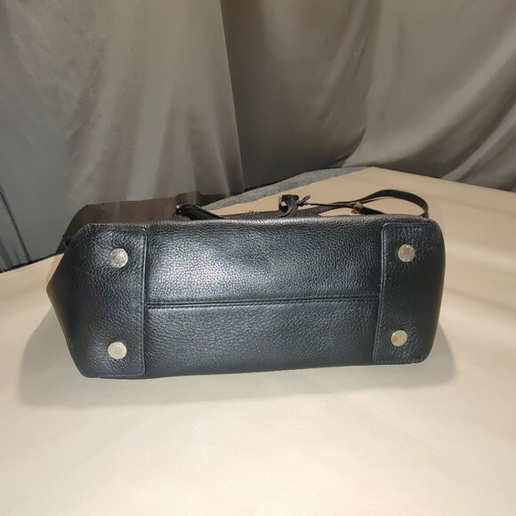 Michael Michael Kors Riley Black Leather Satchel Shoulder Bag  MK Charm Detachab - Picture 6 of 10